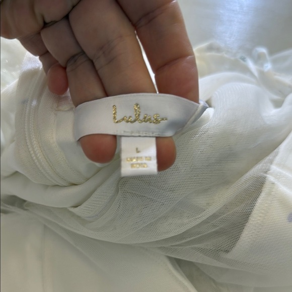 Lulus Momentous Love White Beaded Bustier Mesh Mermaid Maxi Dress Size Large - Picture 11 of 16